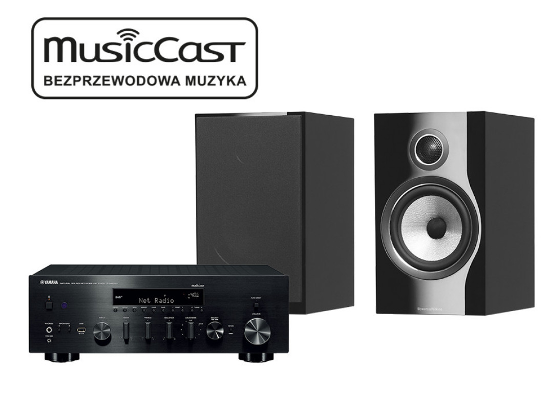 Yamaha MusicCast R-N803D w zestawach stereo z głośnikami Bowers &amp; Wilkins